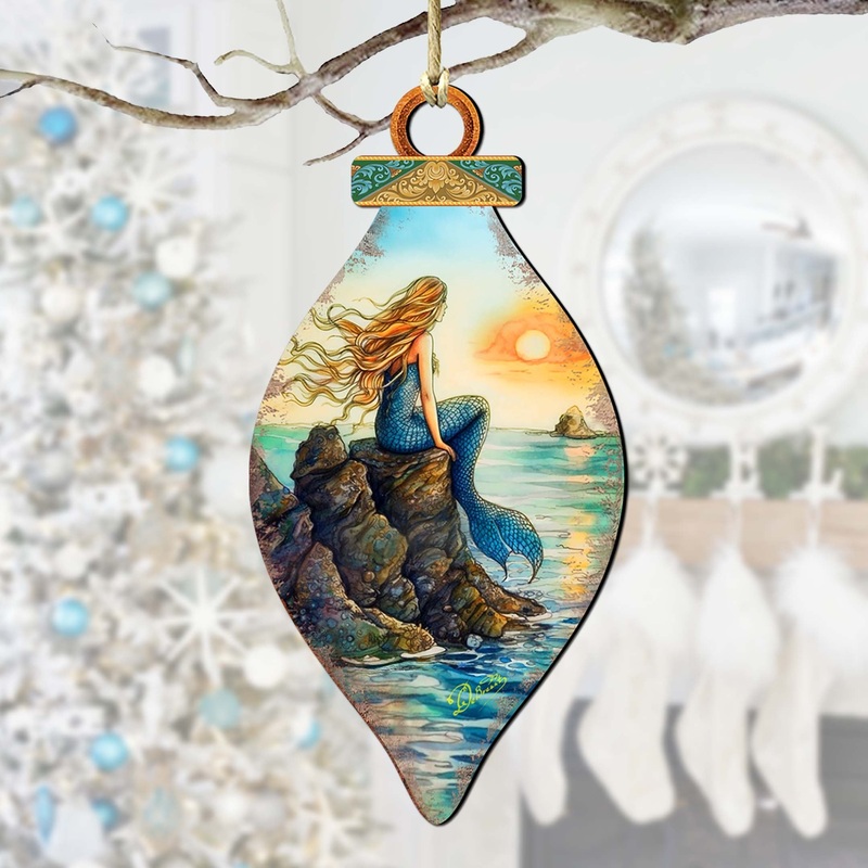 Mermaid Coastal Wooden Ornaments by G. DeBrekht Coastal Holiday Decor – 8688169