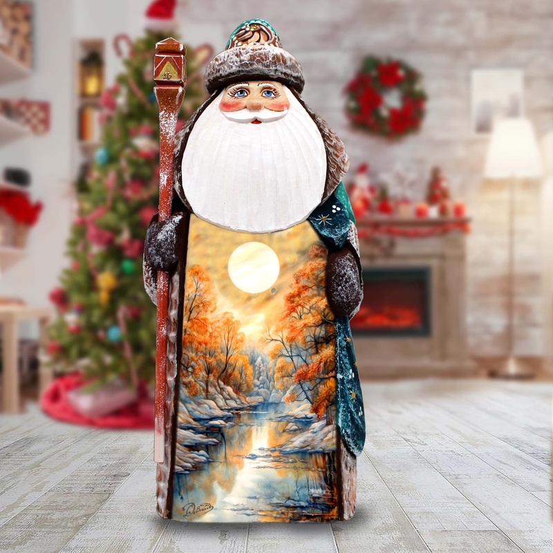 Nature’s Beaty Santa Hand-Painted WOODCARVED Masterpiece Figurine by G. DeBrekht – Christmas Dcor – 8201026