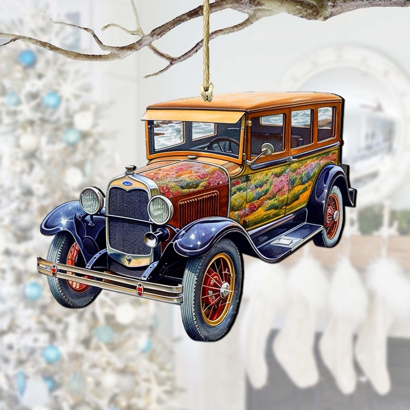 Nautical Christmas Decor – Vintage Car Wooden Ornaments by  Coastal Holiday Decor – 8688194