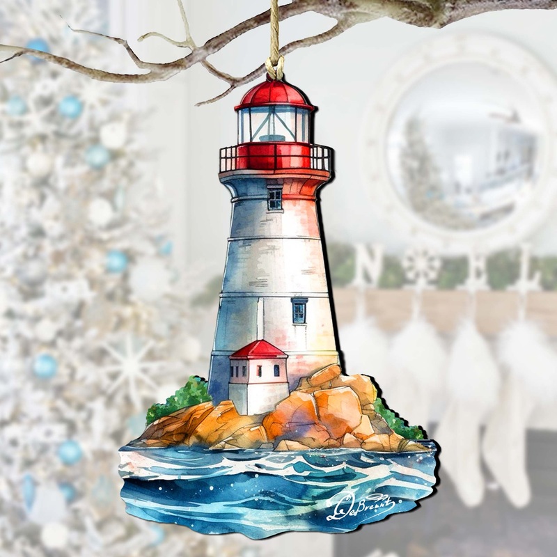 Nautical Christmas Ornaments – Lighthouse Wooden Ornaments by  Coastal Holiday Decor – 8688197