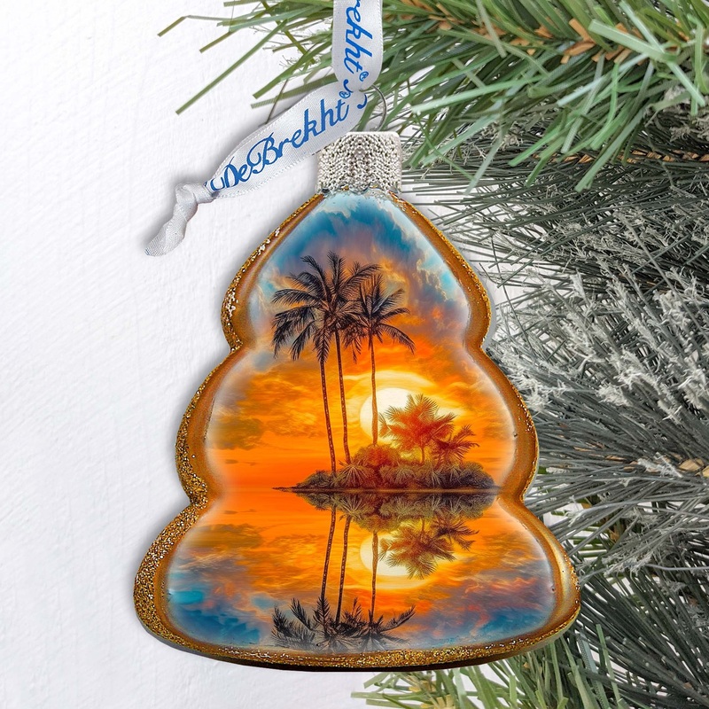 Nautical Christmas Ornaments – Sunset Keepsake Glass Ornaments by G. Debrekht – Christmas Decor – 777412