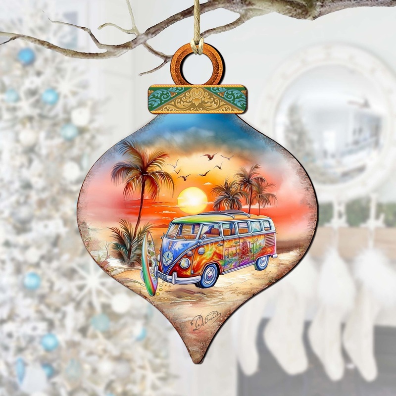 Nautical Christmas Ornaments – Sunset on the Beach Wooden Ornaments by G. DeBrekht Coastal Holiday Decor – 8688170