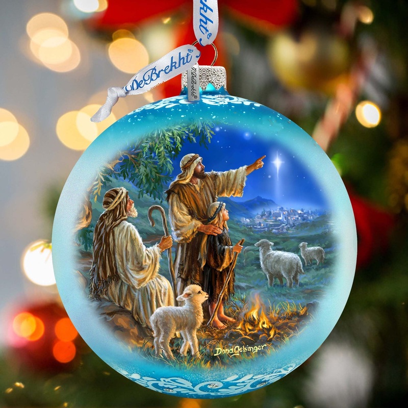 Shepherds Keeping Watch Lg Glass Ornament by D. Gelsinger – Nativity Holiday Decor – 73954