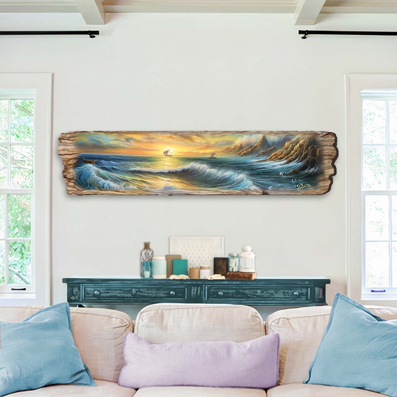 Wave Symphony Wooden Wall Art by G. DeBrekht Coastal Decor – 8491113W