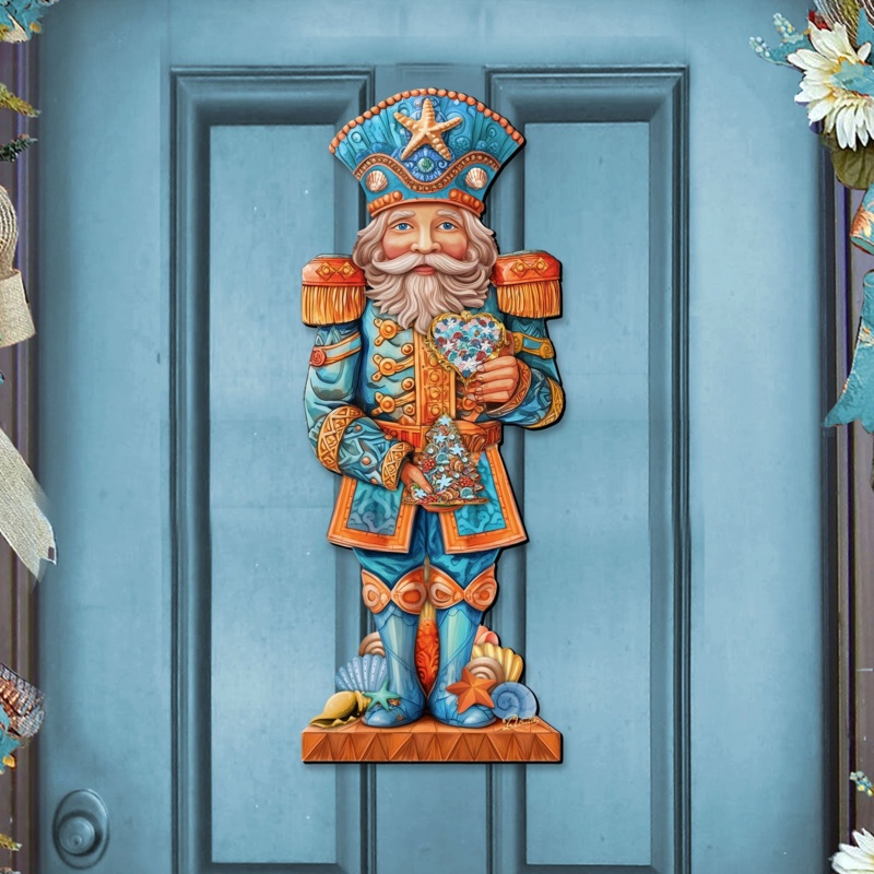 Coastal Nutcracker Outdoor Door Decor by G. DeBrekht – Coastal Holiday Decor – 8652753H