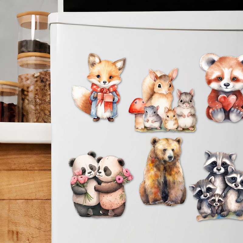 Forest Animals Decorative Wooden Magnets Set of 6 by G. Debrekht – Wildlife Decor – 8090021G-S6
