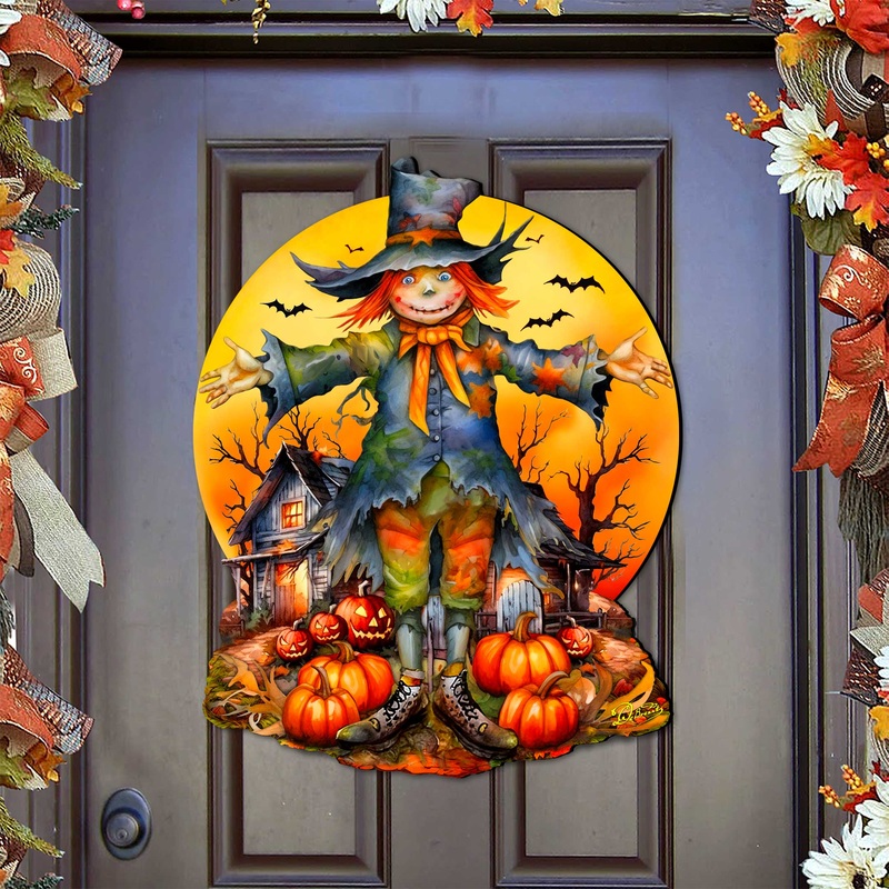 Halloween Scarecrow Holiday Door Decor by G. DeBrekht – Halloween Decor – 8652798H