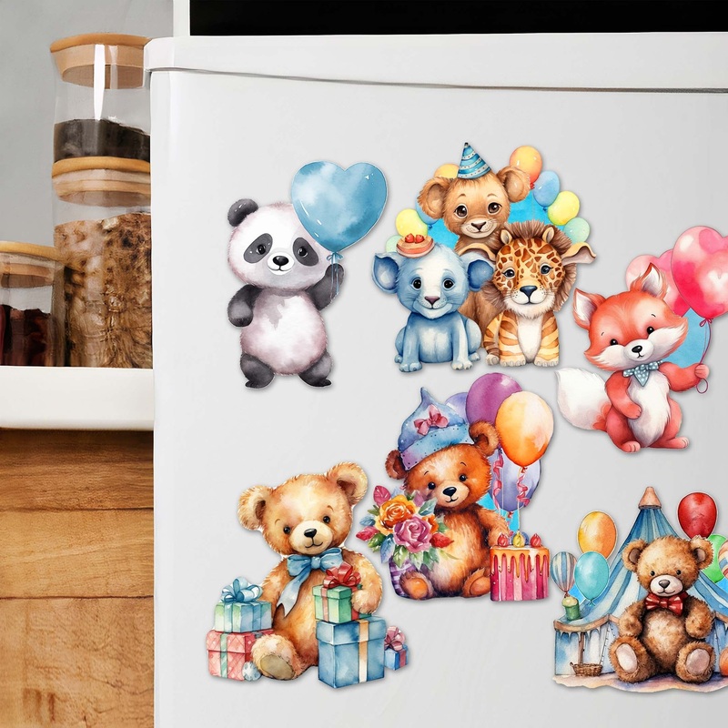 Happy Birthday Decorative Wooden Magnets Set of 6 by G. Debrekht – Family Love Decor – 8090035G-S6