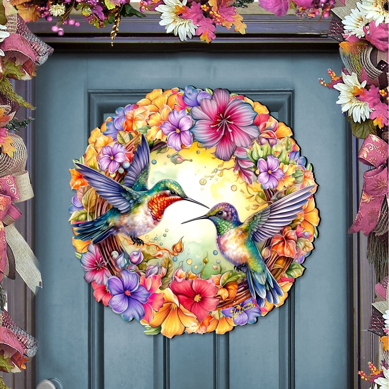 Hummingbirds Holiday Door Decor by G. Debrekht – Christmas Decor – 8652804H