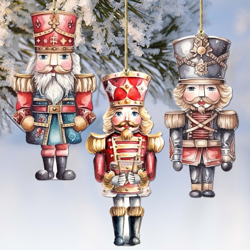 Nutcrackers Decorative Wooden Ornaments of 3 by G. Debrekht – Christmas Decor – 8091008-S3