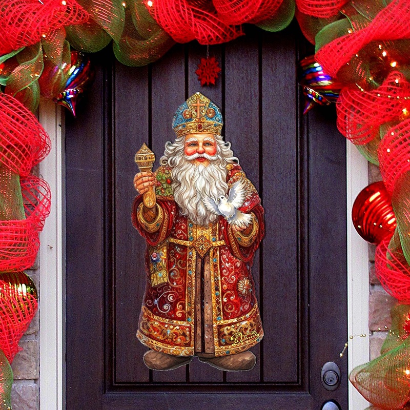 Santa’s Dove of Hope Holiday Door Dcor by G. Debrekht – Christmas Santa Snowman Dcor – 8691416H