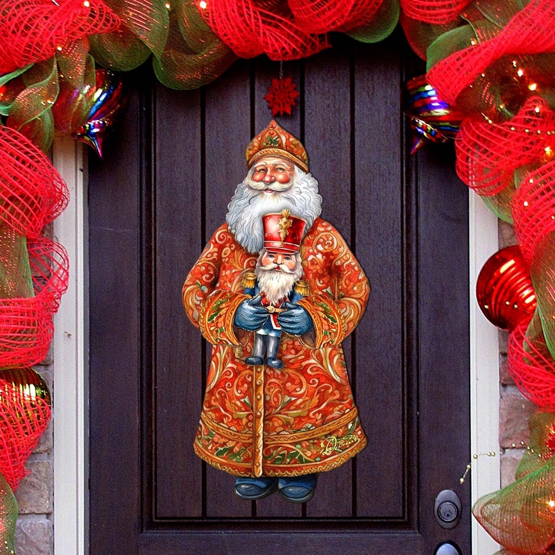 Santa’s Holiday Nutcracker Holiday Door Decor by G. Debrekht – Christmas Santa Snowman Decor – 8691401H
