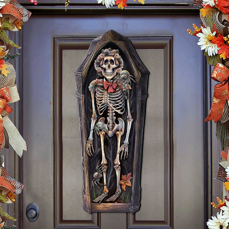 Skeleton Coffin Holiday Door Decor by G. DeBrekht – Halloween Decor – 8652797H