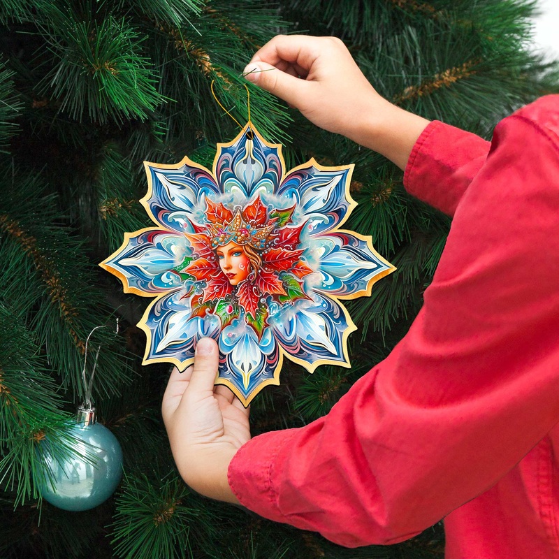 Snow Queen Snowflake Large Wooden Ornaments by G. Debrekht – Christmas Decor – 8688402M