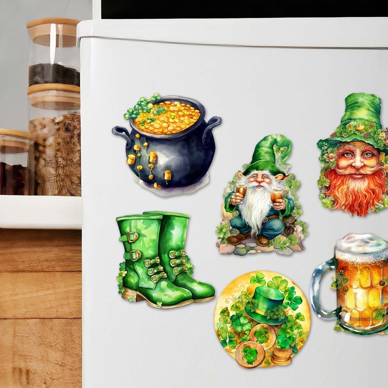 St. Patrick’s Day Decorative Wooden Magnets Set of 6 by G. Debrekht – St. Patrick’s Day Decor – 8090058G-S6