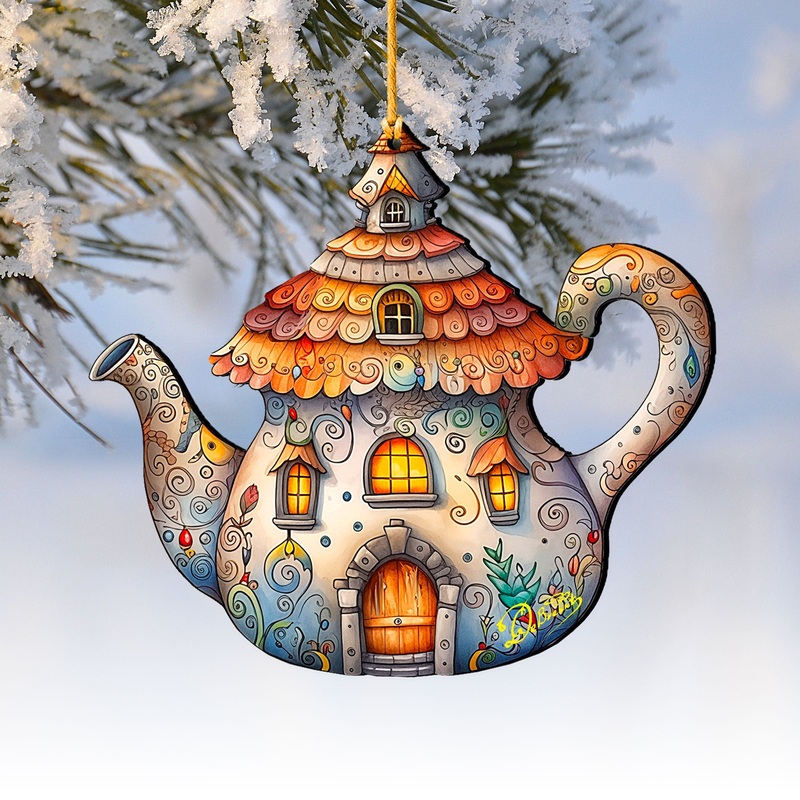 Teapot Decorative Wooden Ornaments by G. Debrekht – Love Family Decor – 8688312