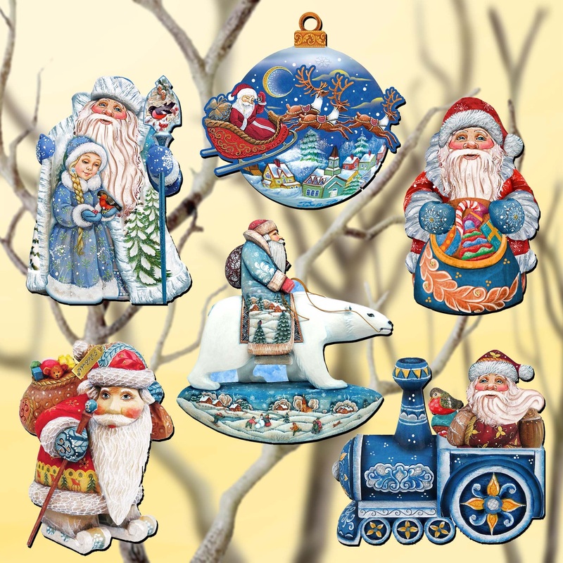 Up-Up and Away Decorative Wooden Clip-on Ornaments Set of 6 by G. Debrekht – Christmas Decor – 8090132C-S6
