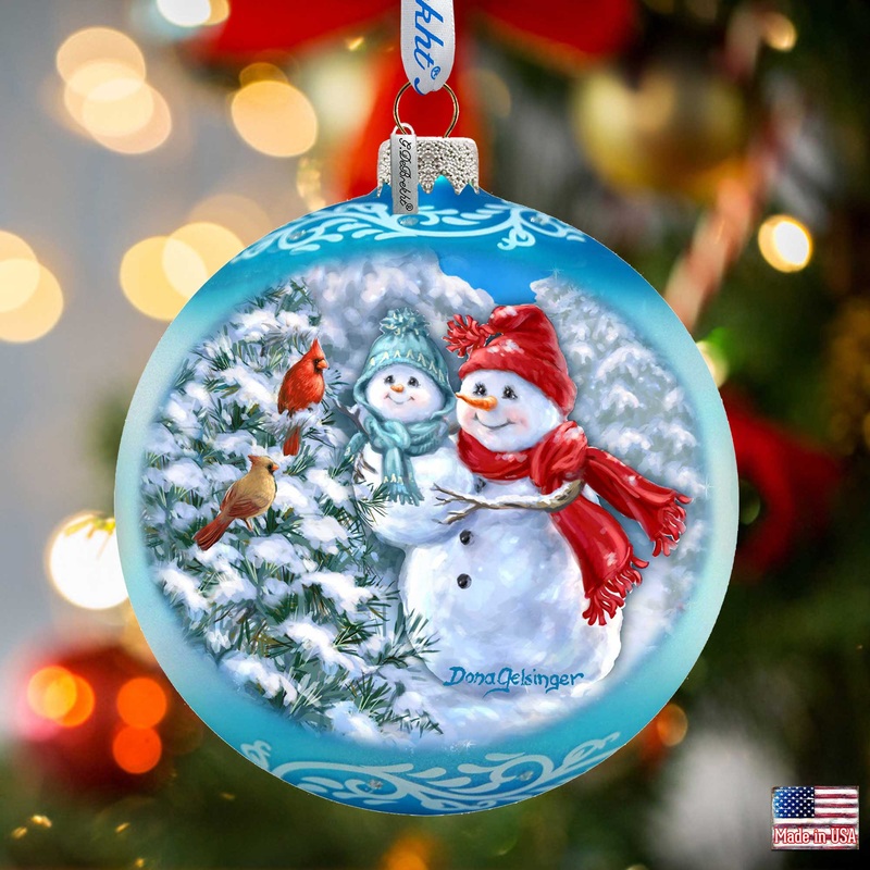 Baby Snowman’s First Winter Lg Glass Ornament in Blue by Gelsinger – Christmas Dcor – 73923B-DG