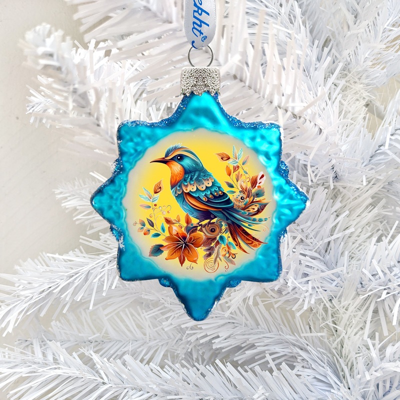 Blue Sparrow Mercury Glass Ornaments by G. Debrekht – Wildlife Holiday Decor – 776007