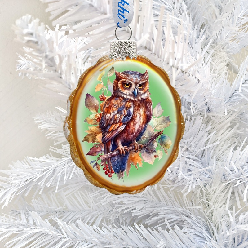 Brown Owl Mercury Glass Ornaments by G. Debrekht – Wildlife Holiday Decor – 776001