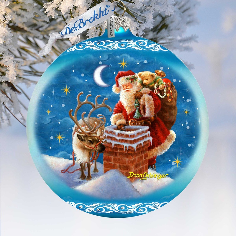 Christmas Arrival Lg Glass Ornament in Blue by Gelsinger – Christmas Decor – 73921B-DG