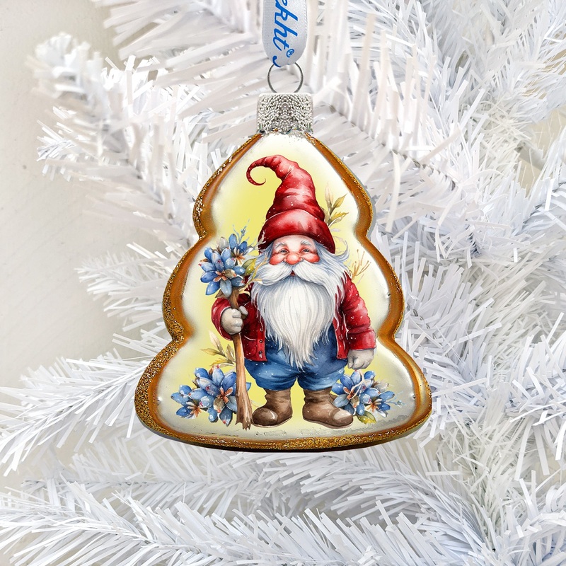 Christmas Gnome Mercury Glass Ornaments by G. Debrekht – Christmas Santa Snowman Decor – 776016