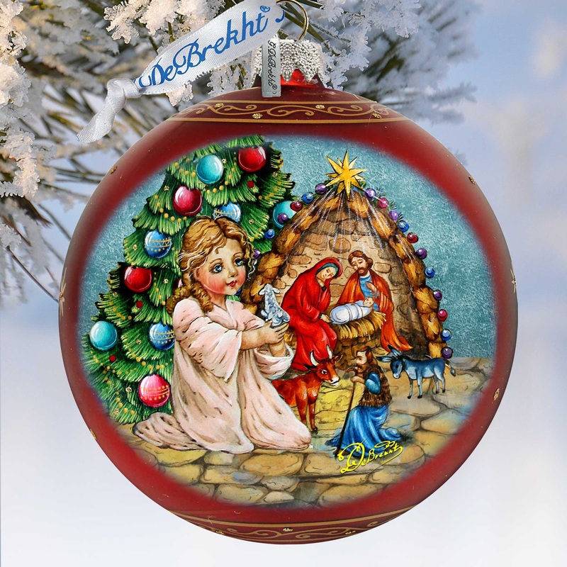 Christmas Miracle Lg Glass Ornament in Red by  – Nativity Holiday Decor – 73929R