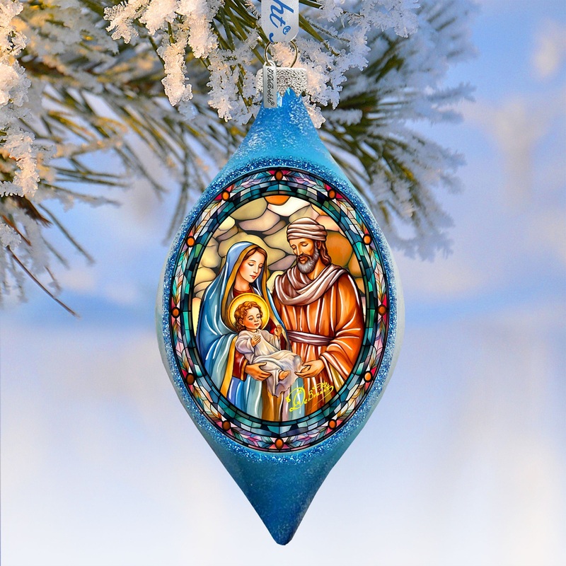 Christmas Story Drop Glass Ornament by G. Debrekht – Nativity Holiday Decor – 757-052