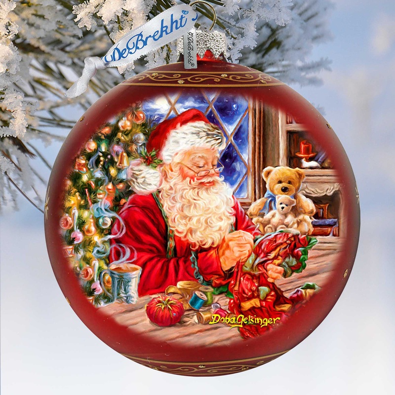 Getting Ready for the Holidays Santa Lg Glass Ornament in Red by Gelsinger – Christmas Decor – 73922R-DG
