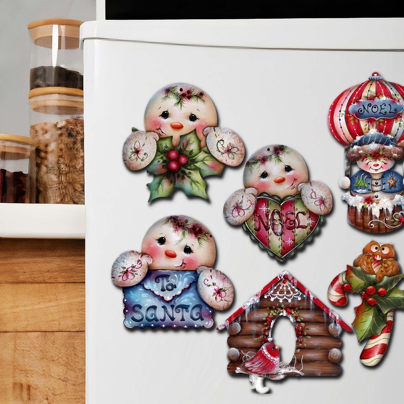 Giggles and Gifts Decorative Wooden Magnets Set of 6 by Jamie Mills-Price – Christmas Dcor – 8090048G-S6-MP