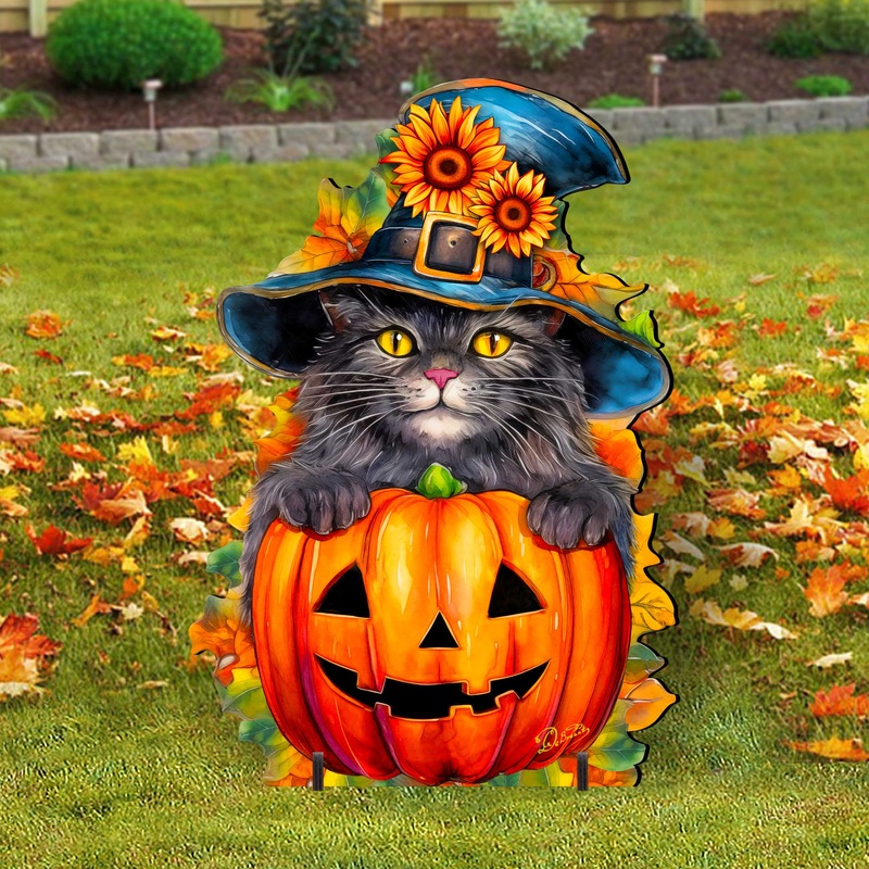 Halloween Black Cat Freestanding Decor – Halloween Outdoor Decor by G. Debrekht – Halloween Decor- 8652794F