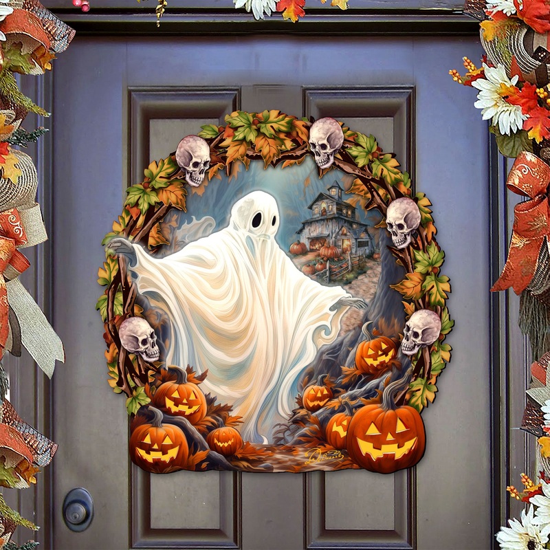 Halloween Ghost Wreath Door Hanger Door Dcor by G. Debrekht – Halloween Dcor – 8652825H