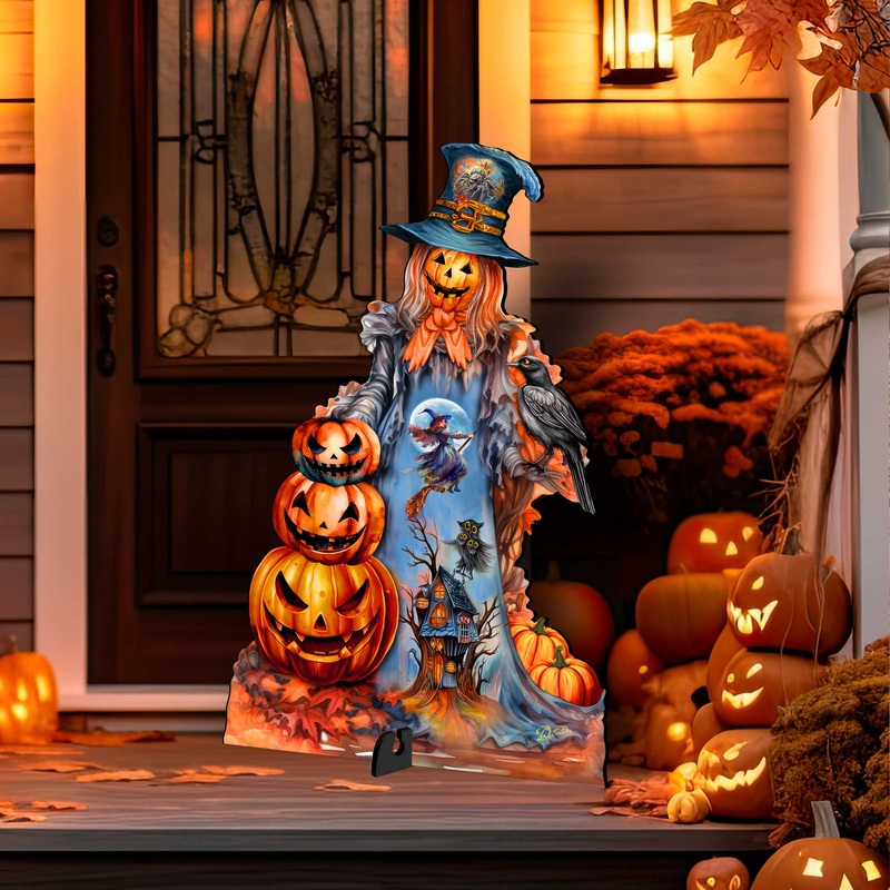 Halloween Pumpkin Scarecrow Freestanding Decor – Halloween Garden Decor by G. Debrekht – Halloween Decor- 8652796F