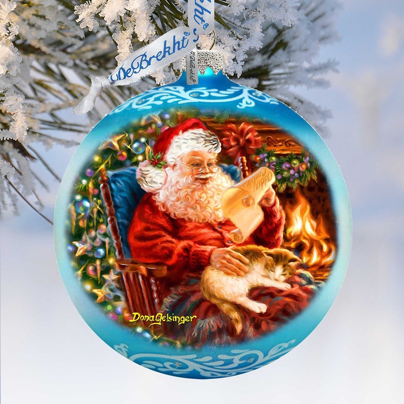 House Warming Santa Lg Glass Ornament in Blue by Gelsinger – Christmas Dcor – 73924B-DG