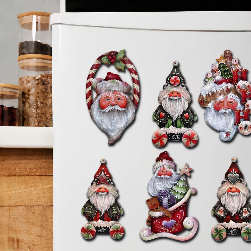 Magical Baby Santa Decorative Wooden Magnets Set of 6 by Jamie Mills-Price – Christmas Santa Snowman Dcor – 8090051G-S6