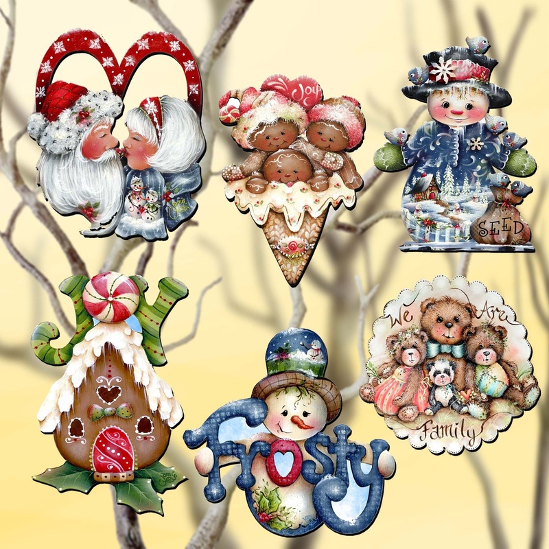 Merry Christmas  Decorative Wooden Clip-on Ornaments Set of 6 by Jamie Mills-Price – Christmas Decor – 8090136C-S6