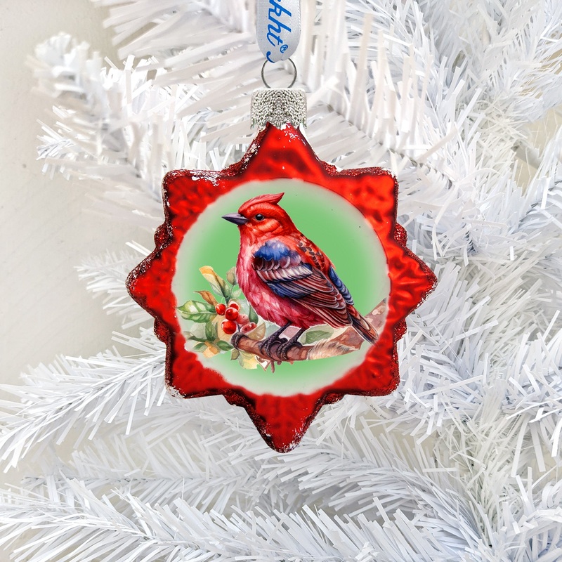 Red Bird Mercury Glass Ornaments by G. Debrekht – Wildlife Holiday Decor – 776004