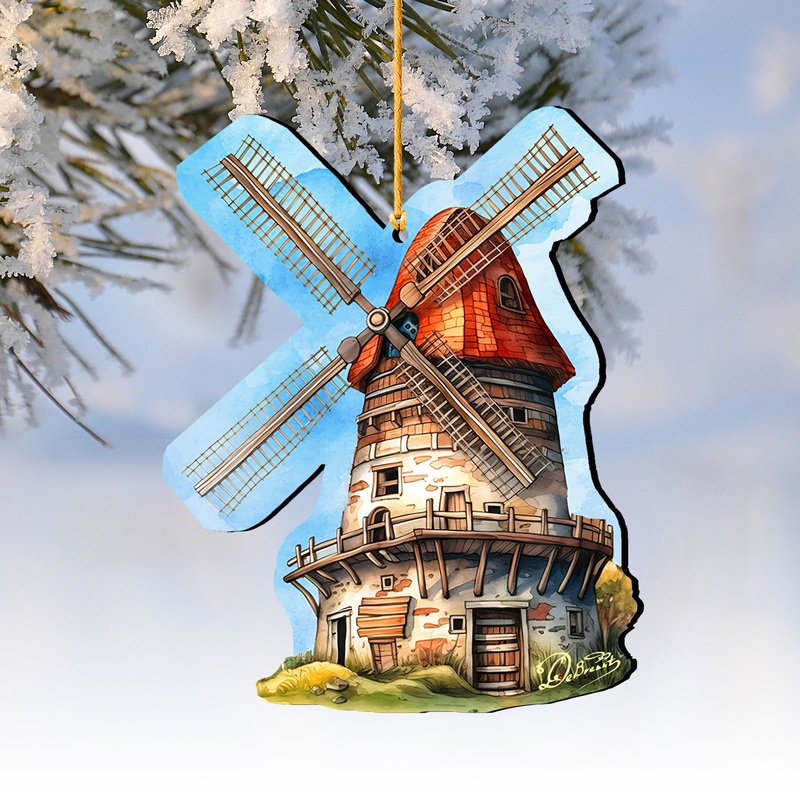 Windmill Decorative Wooden Ornaments by G. Debrekht – Love Family Decor – 8688313
