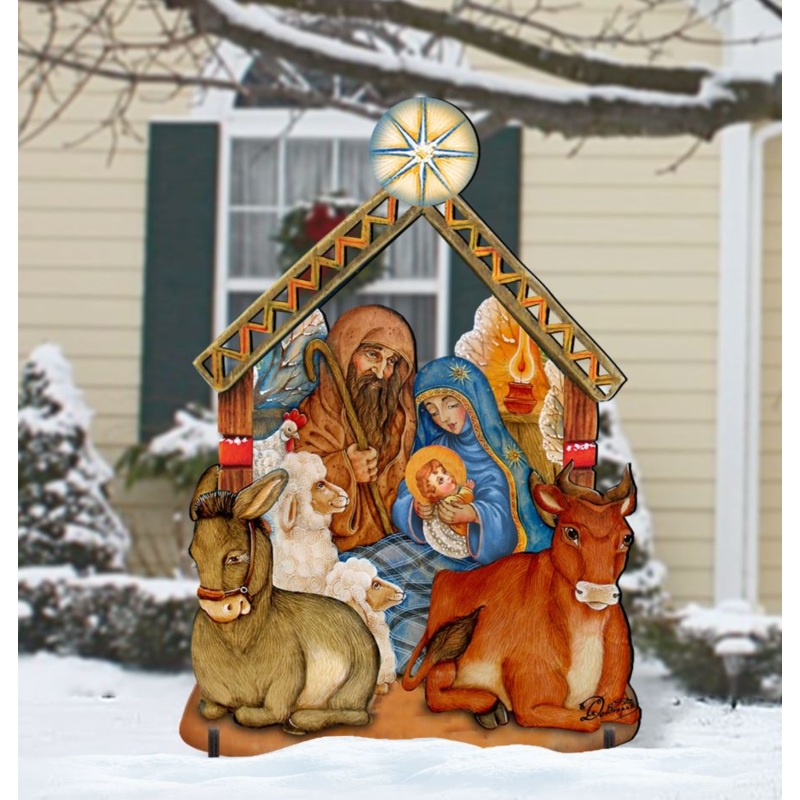 Adoration Nativity Tree Outdoor Decor by G. DeBrekht – Nativity Holiday Decor – 8128833F