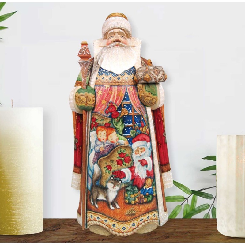 All Through the House Santa Hand-Painted WOODCARVED Masterpiece by G. DeBrekht – Christmas Decor – 215821