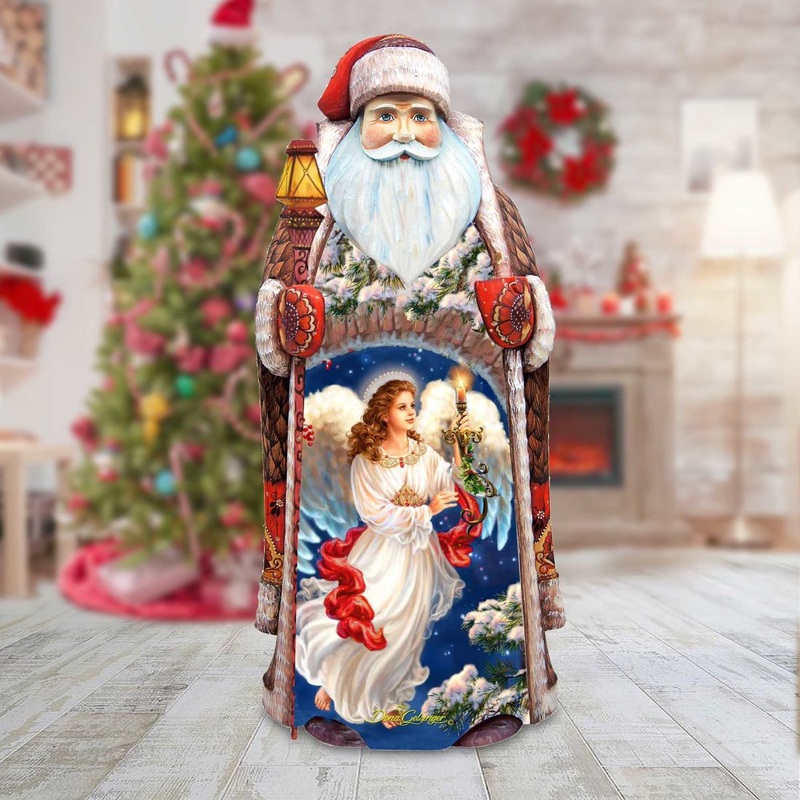 Angel in the Arch Santa Hand-Painted WOODCARVED Figurine by D. Gelsinger – Nativity Holiday Decor – 242112-1322
