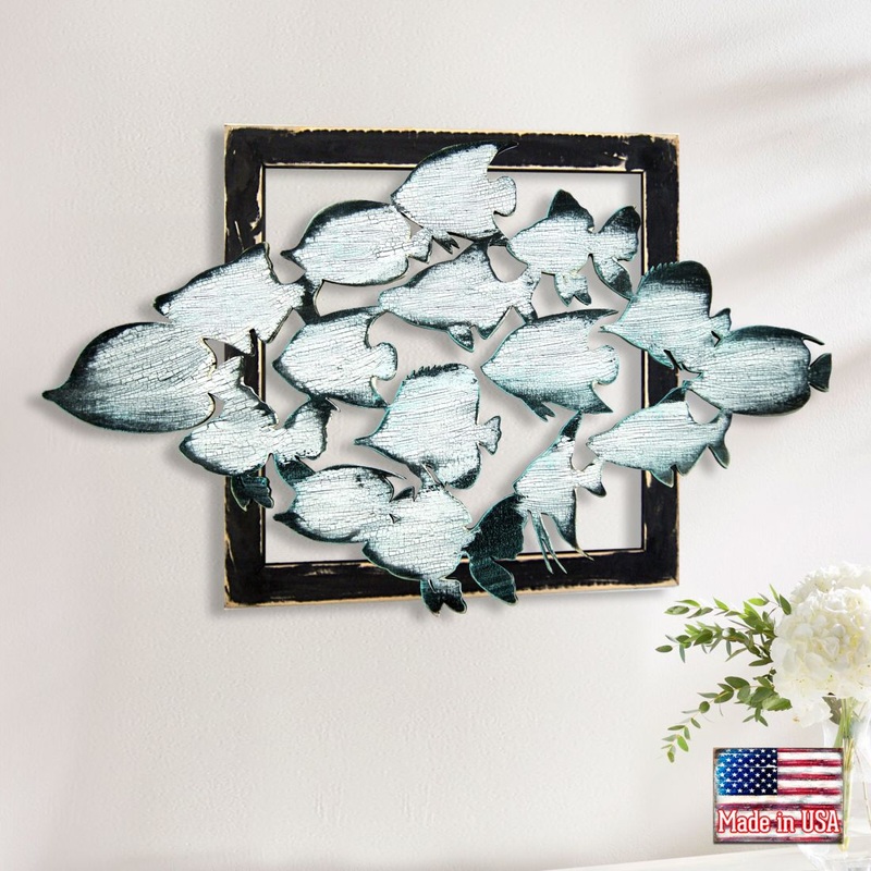 Aquatic Fish Rustic Wooden Wall Decor by G. DeBrekht – Coastal Sea-Life Decor – G98537SX