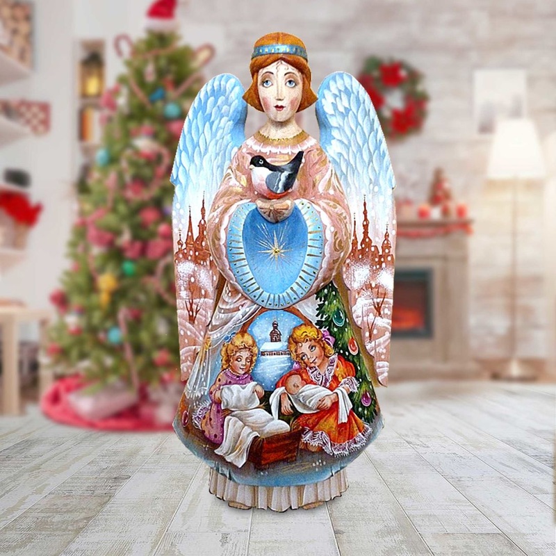 Celestial Butterfly Angel Hand-Painted WOODCARVED Masterpiece by G. DeBrekht – Nativity Holiday Decor – 251151