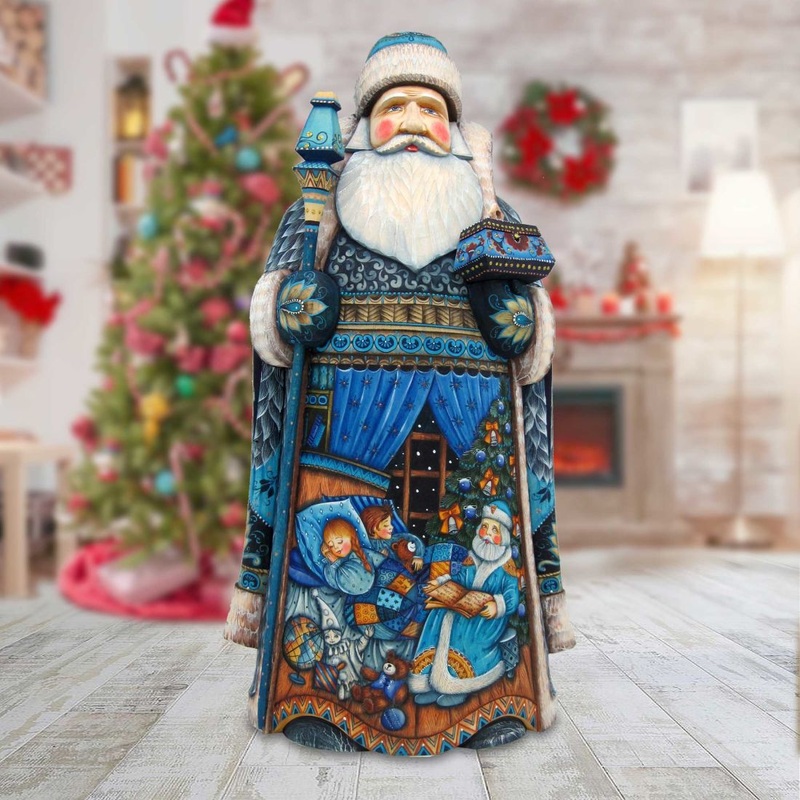 Christmas Eve Late Night Stories One-of-a-Kind Santa Hand-Painted WOODCARVED Masterpiece by G. DeBrekht – Christmas Decor – 215636