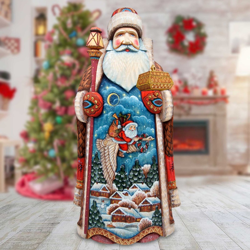 Christmas Goose Santa Hand-Painted WOODCARVED Masterpiece by G. DeBrekht – 241130 – SPECIAL ORDER *** PRE-ORDER – Handmade Just for You! ***