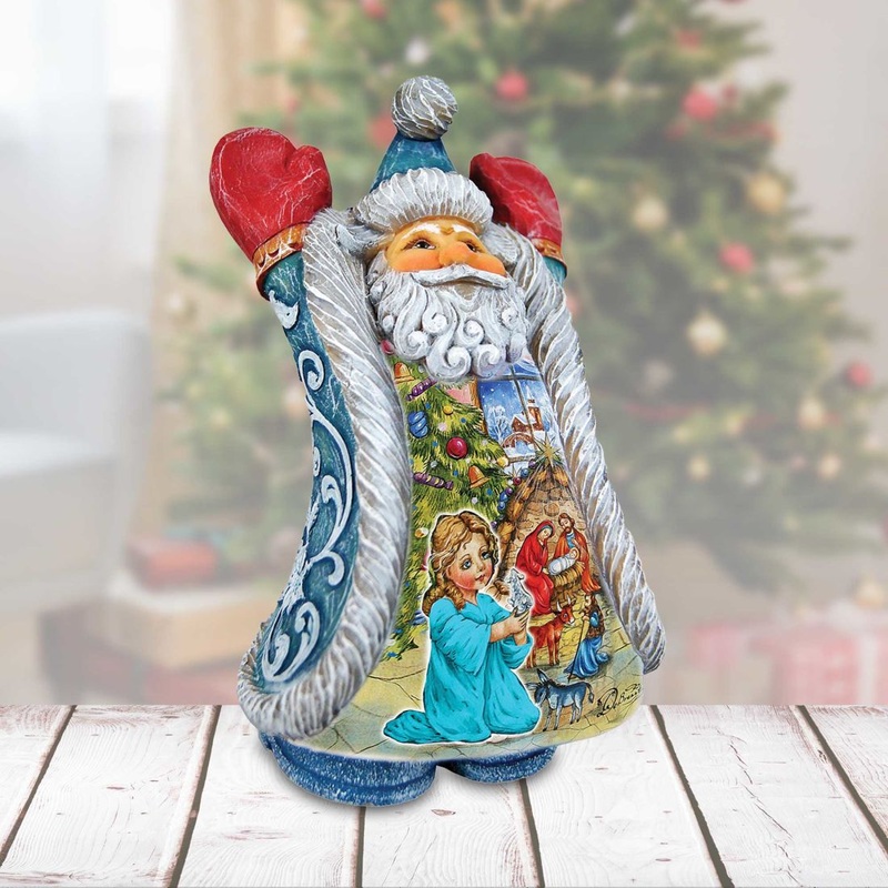 Christmas Night Greetings Santa Handcrafted Christmas Figurine – G. DeBrekht – Christmas Santa Snowman Decor – 531222