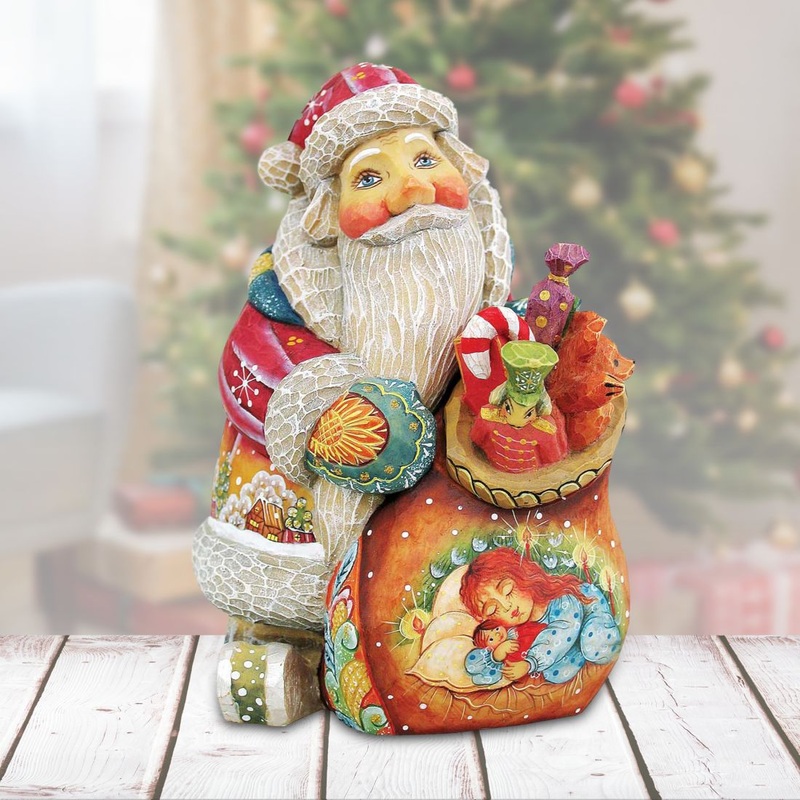 Christmas Night Surprise Box Santa Handcrafted Christmas Figurine – G. DeBrekht – Christmas Santa Snowman Dcor – 5179012