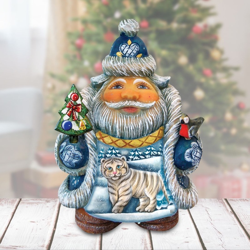 Cuddle Cub Santa Handcrafted Christmas Figurine – G. DeBrekht – Christmas Santa Snowman Decor – 533423