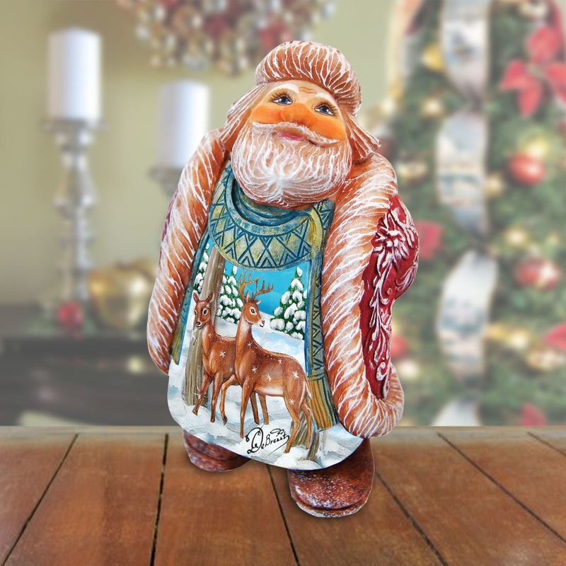 Darling Deers Santa Handcrafted Christmas Figurine – G. DeBrekht – Christmas Santa Snowman Dcor – 5165155