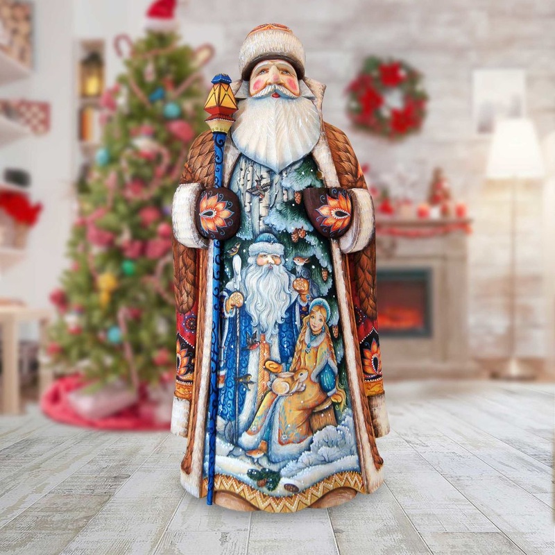 Father Frost Santa Hand-Painted WOODCARVED Masterpiece by G. DeBrekht – Christmas Decor – 215627